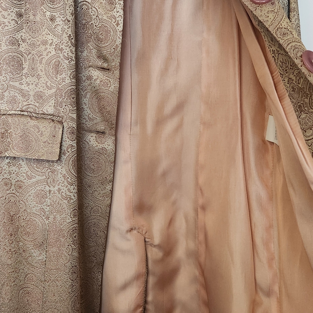 bebe Metallic Taupe Paisley-Print Button Trench Coat - Picture 5 of 7